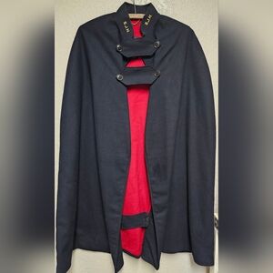 Vintage WW2 1940s Marvin Neitzel Nurses Wool Cape Cloak St John Hospital Red/Blk